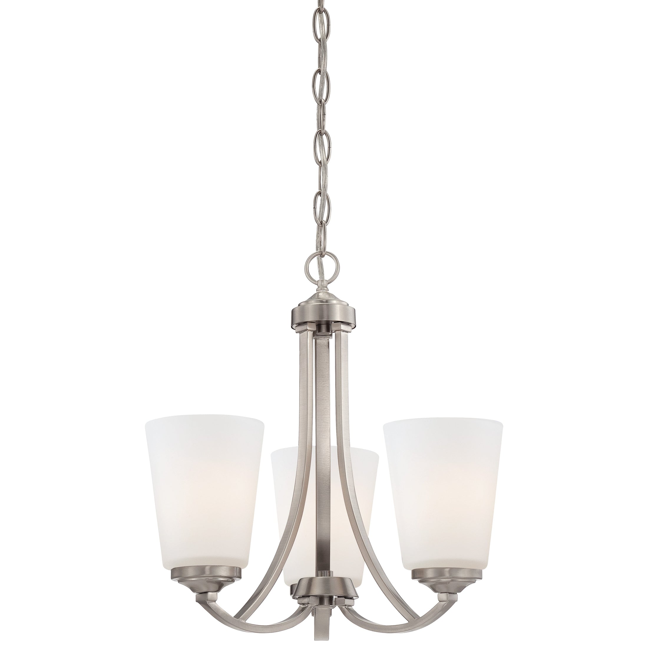 Overland Park 3 Light Mini Chandelier in Brushed Nickel Finish with Etched White Glass - Minka-Lavery