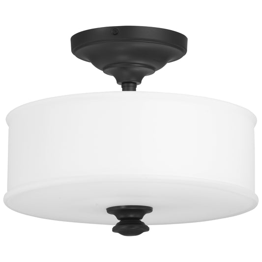 Harbour Point 2 Light Flush Mount in Sand Coal Finish with Etched Opal Glass - Minka-Lavery