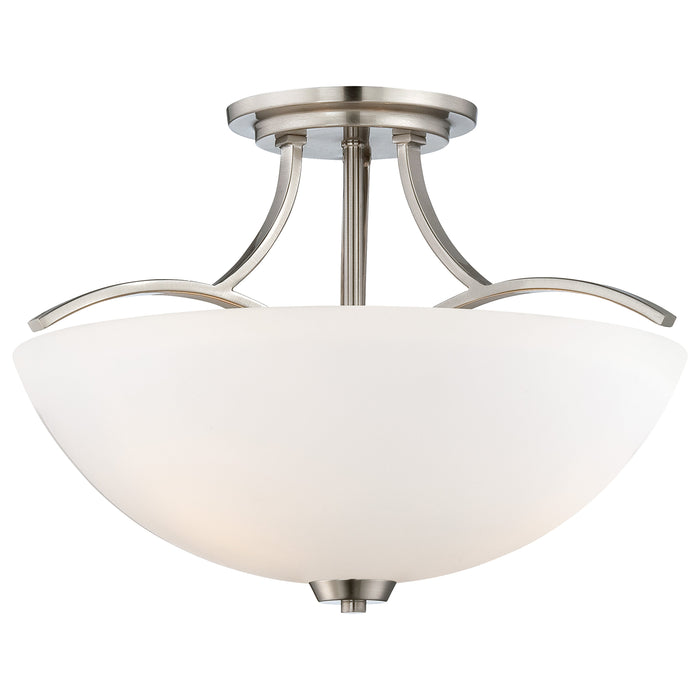 Overland Park 3 Light Semi Flush with Etched Opal Glass in a Brushed Nickel Finish - Minka-Lavery