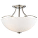Overland Park 3 Light Semi Flush with Etched Opal Glass in a Brushed Nickel Finish - Minka-Lavery