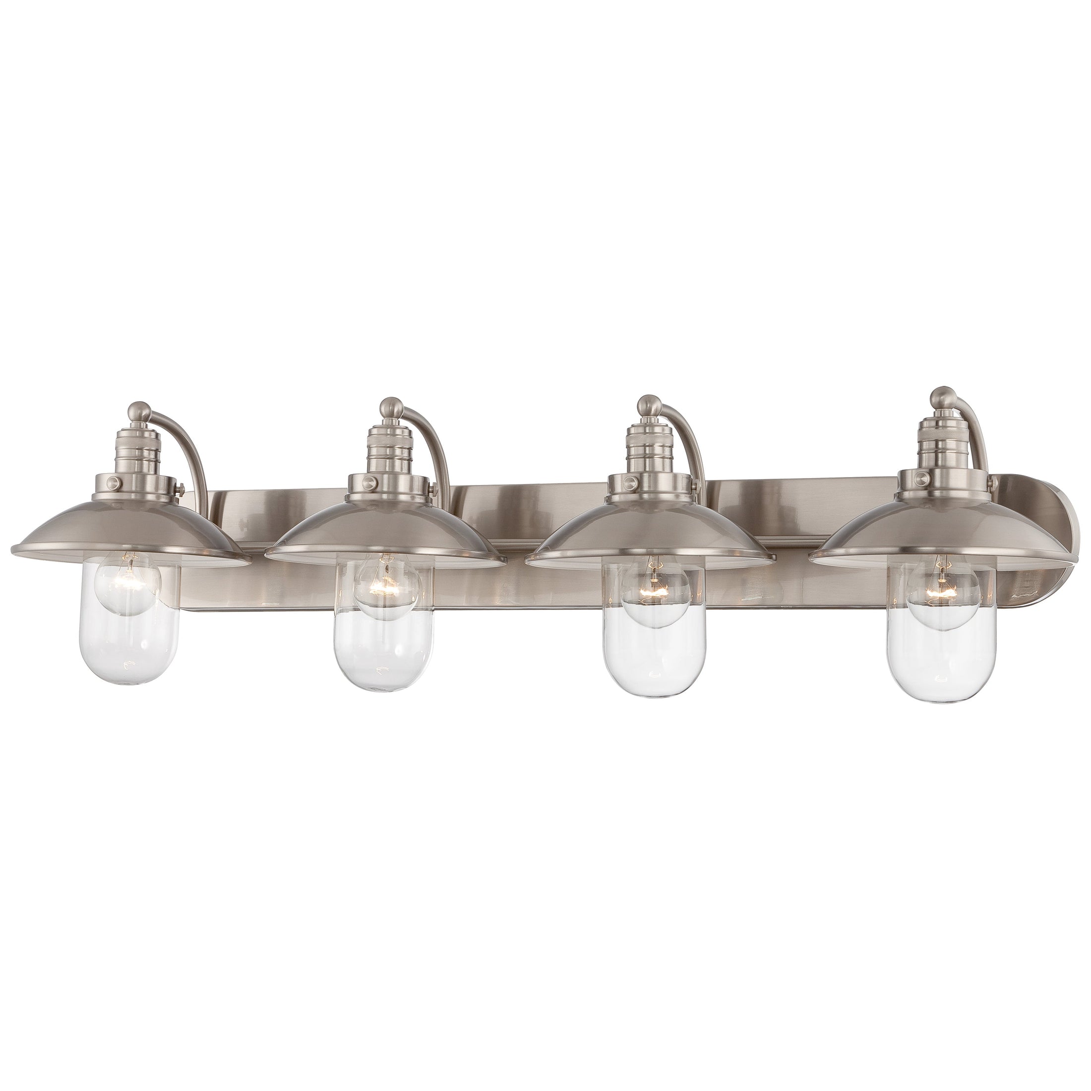 Downtown Edison 4 Light Bath Light in a Brushed Nickel Finish with Clear Glass - Minka-Lavery