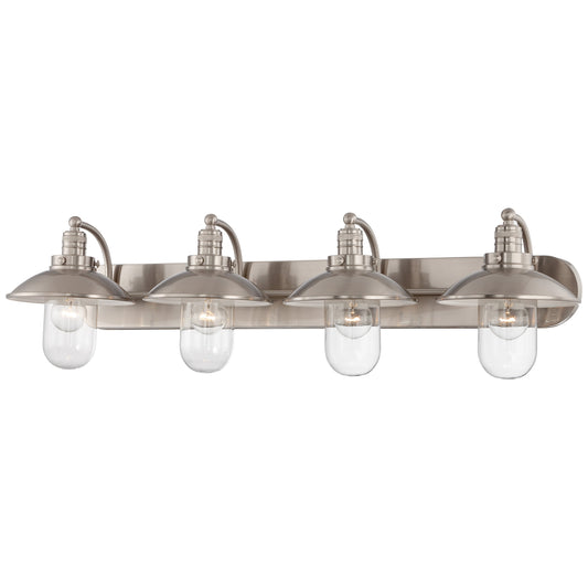 Downtown Edison 4 Light Bath Light in a Brushed Nickel Finish with Clear Glass - Minka-Lavery