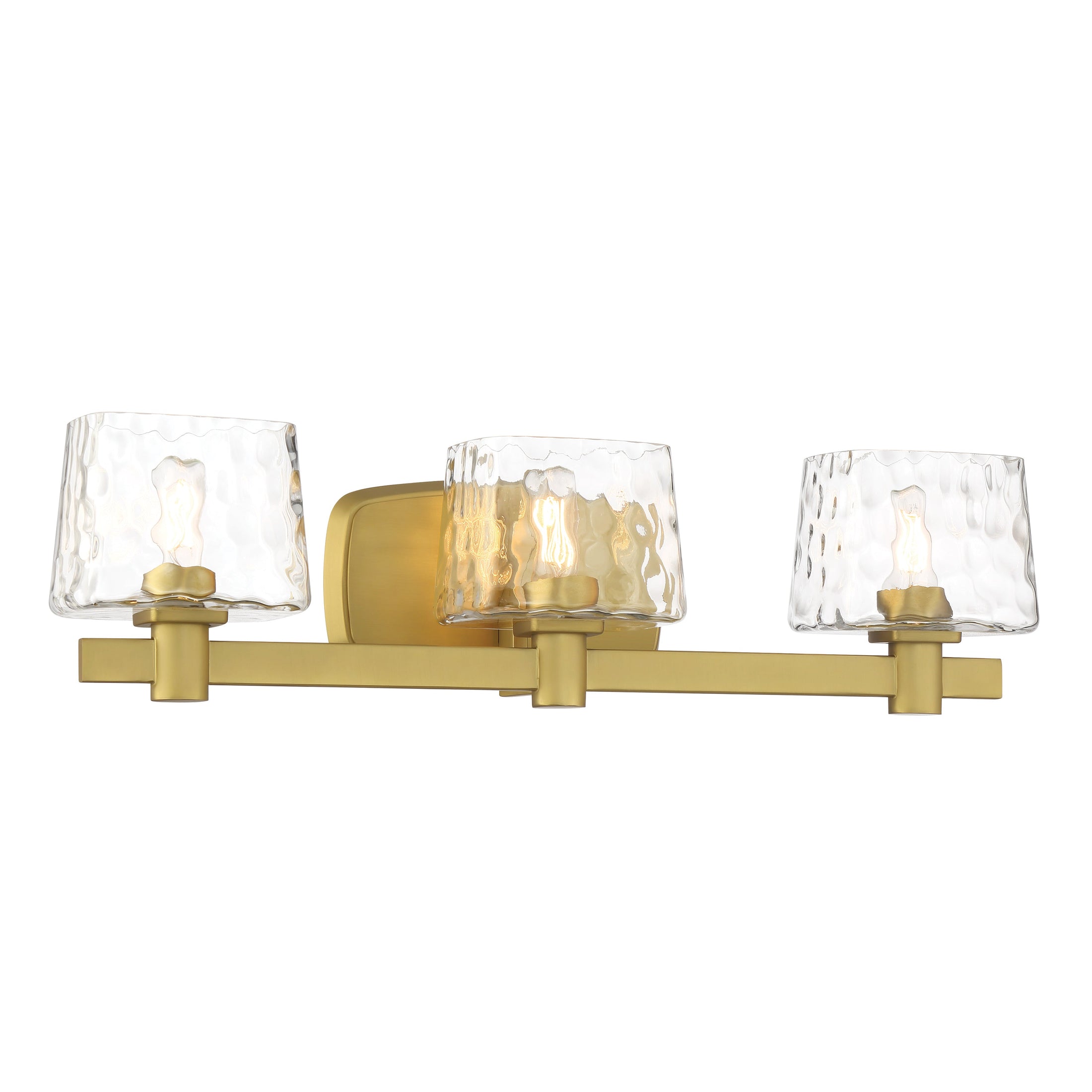 Drysdale 3 Light Bath Vanity in Soft Brass, Reversible, with Clear Hammered Glass - Minka-Lavery