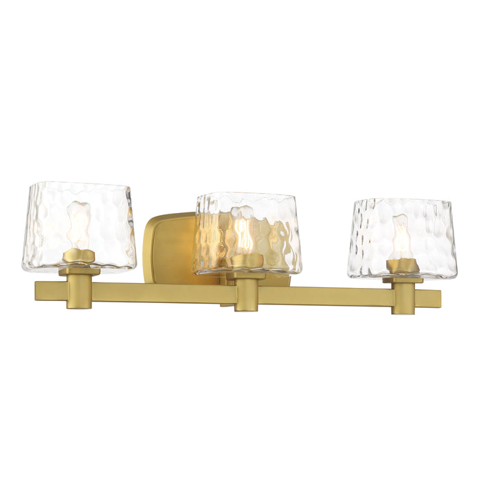 Drysdale 3 Light Bath Vanity in Soft Brass, Reversible, with Clear Hammered Glass - Minka-Lavery