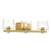Drysdale 3 Light Bath Vanity in Soft Brass, Reversible, with Clear Hammered Glass - Minka-Lavery