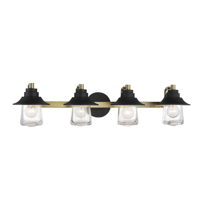Westfield Manor 4 Light Bath in Sand Coal with Soft Brass Finish and Clear Seedy Glass - Minka-Lavery