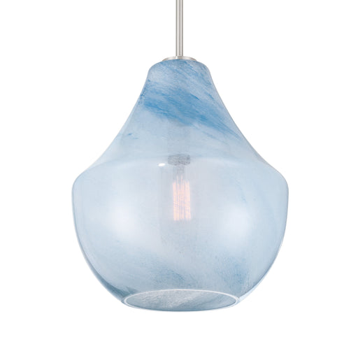 Pacific 1-Light Pendant - Brushed Nickel with Soft Blue Alabaster Glass - Minka-Lavery