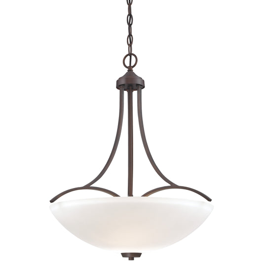Overland Park 3 Light Pendant in Vintage Bronze Finish with Etched White Glass - Minka-Lavery