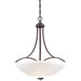 Overland Park 3 Light Pendant in Vintage Bronze Finish with Etched White Glass - Minka-Lavery