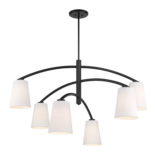 Headington 6 Light Chandelier in Coal Black Finish with White Linen Shade - Minka-Lavery