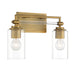 Binsly 2 Light Bath Vanity in Aged Brass, Reversible, with Clear Glass - Minka-Lavery