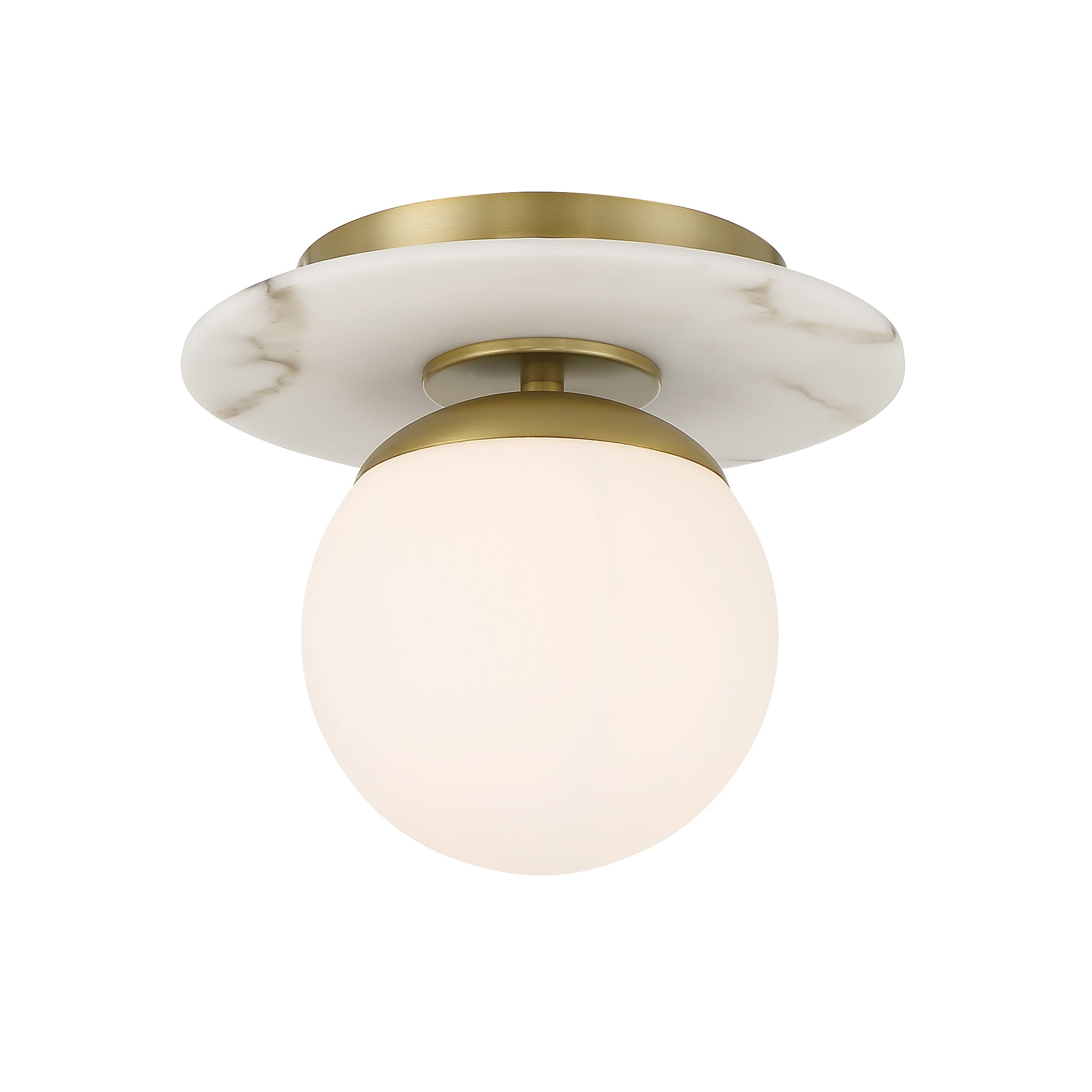 Orban 1 Light Semi Flush in Soft Brass Finish with Etched Opal Glass - Minka-Lavery
