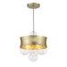 Verdi Square by Robin Baron 3 Light Convertible Pendant in Soft Gold Finish and Clear Glass - Minka-Lavery