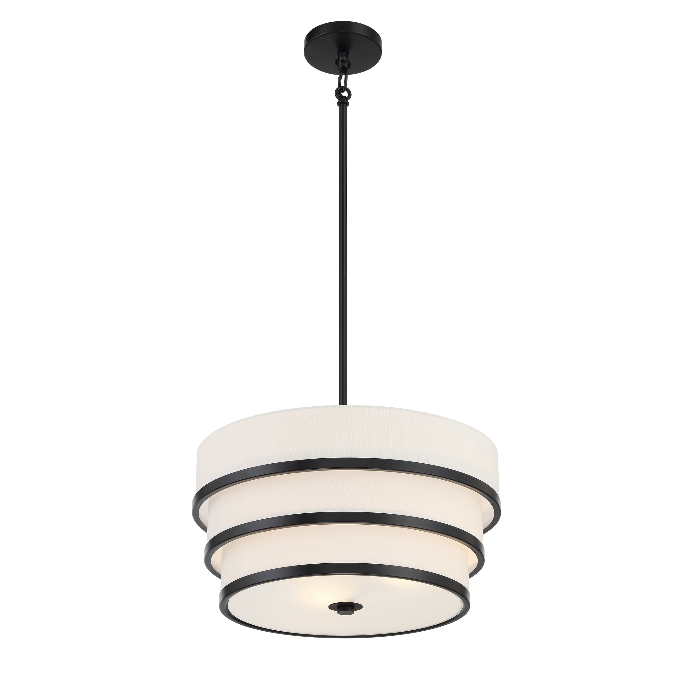 Cascade 3 Light Pendant in Coal Finish with White Linen Shade - Minka-Lavery