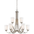 Load image into Gallery viewer, Overland Park 2 Tier 9 Light Chandelier in Brushed Nickel with Etched White Glass - Minka-Lavery
