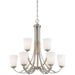 Overland Park 2 Tier 9 Light Chandelier in Brushed Nickel with Etched White Glass - Minka-Lavery
