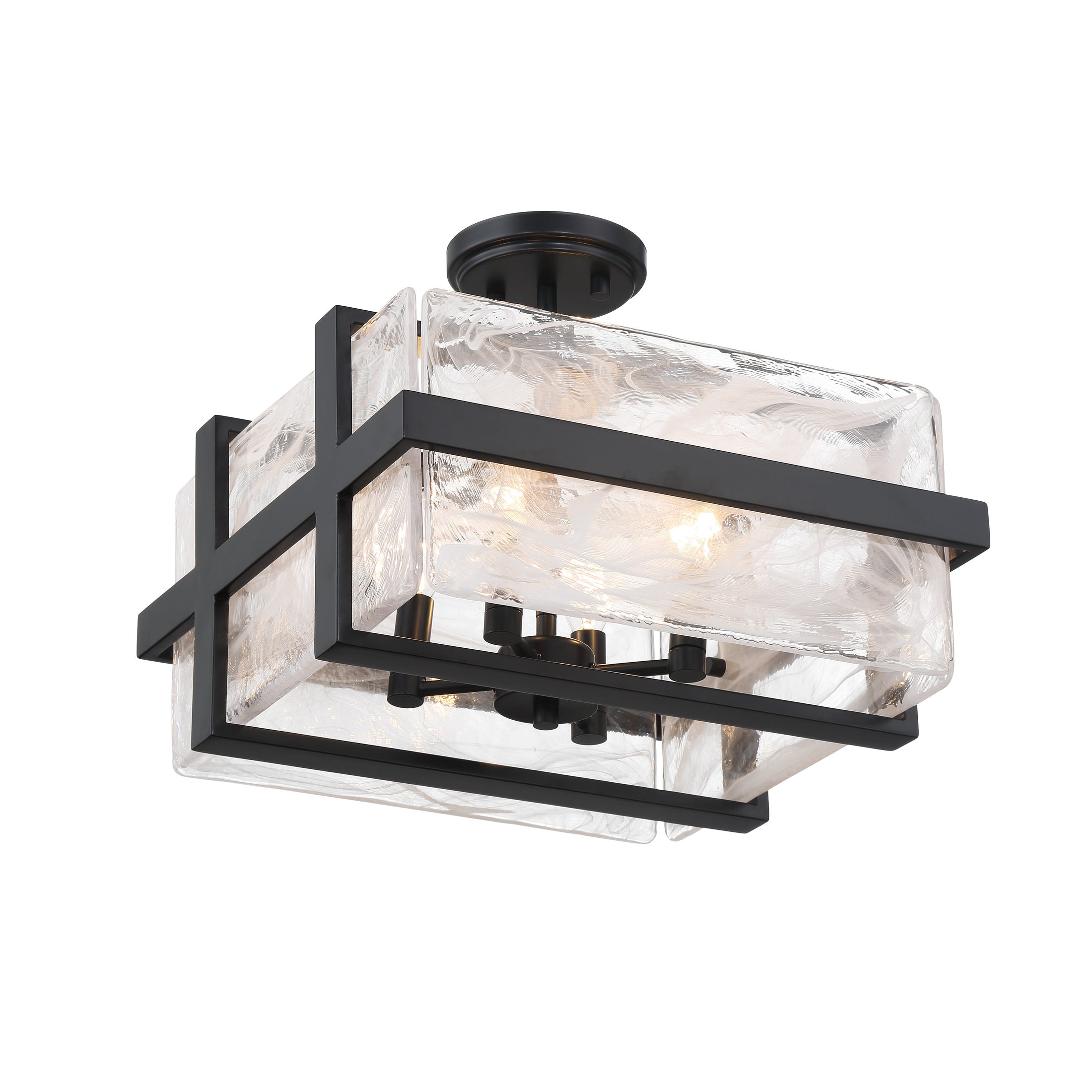 Cloud Break 4 Light Semi Flush with Cloud Glass in a Coal Black Finish - Minka-Lavery