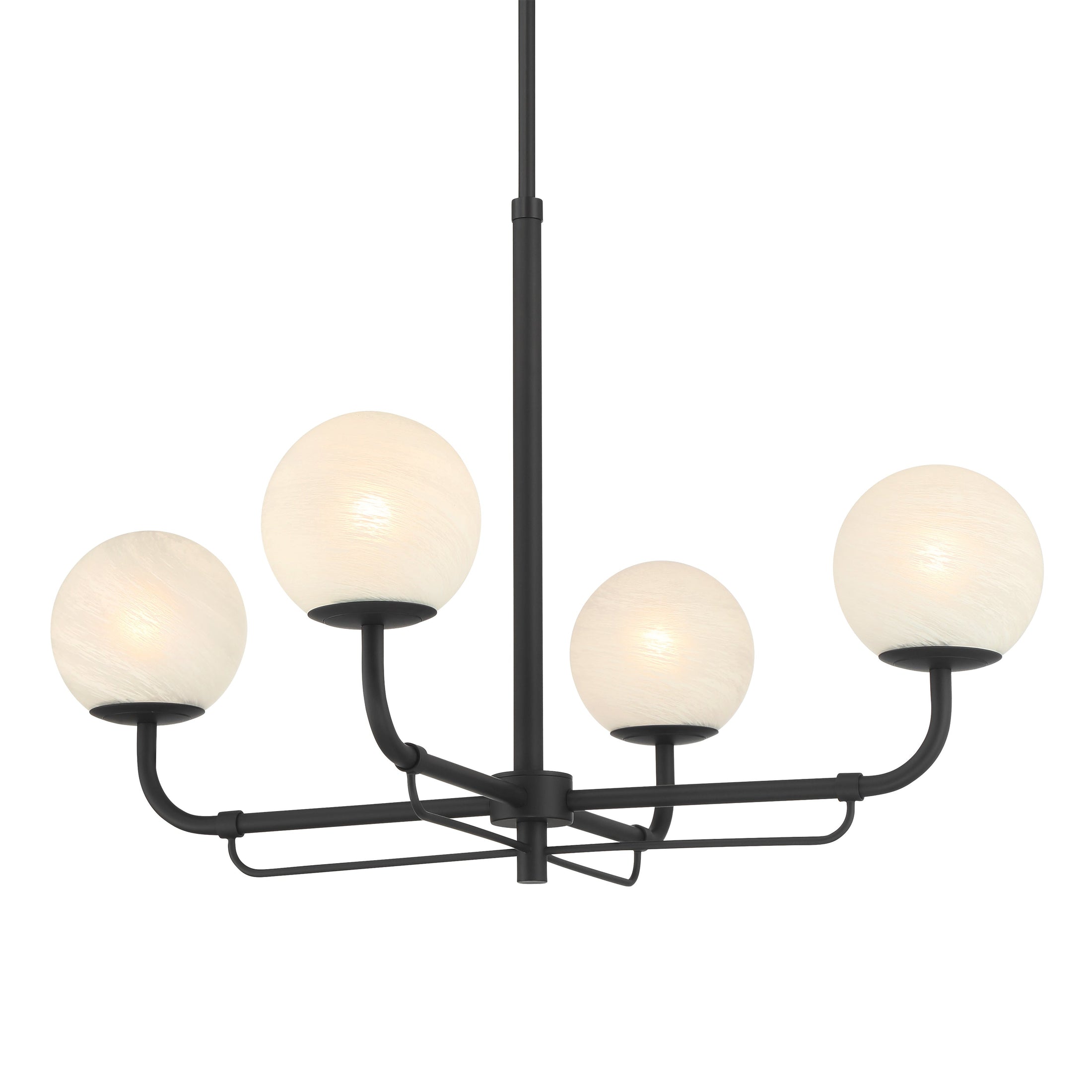 Whitehall 4-Light Chandelier - Dark Matte Black with Etched Alabaster Glass - Minka-Lavery