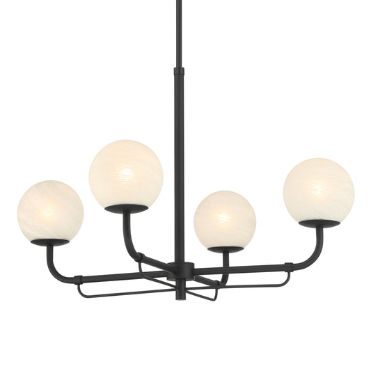 Whitehall 4-Light Chandelier - Dark Matte Black with Etched Alabaster Glass - Minka-Lavery