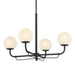 Whitehall 4-Light Chandelier - Dark Matte Black with Etched Alabaster Glass - Minka-Lavery