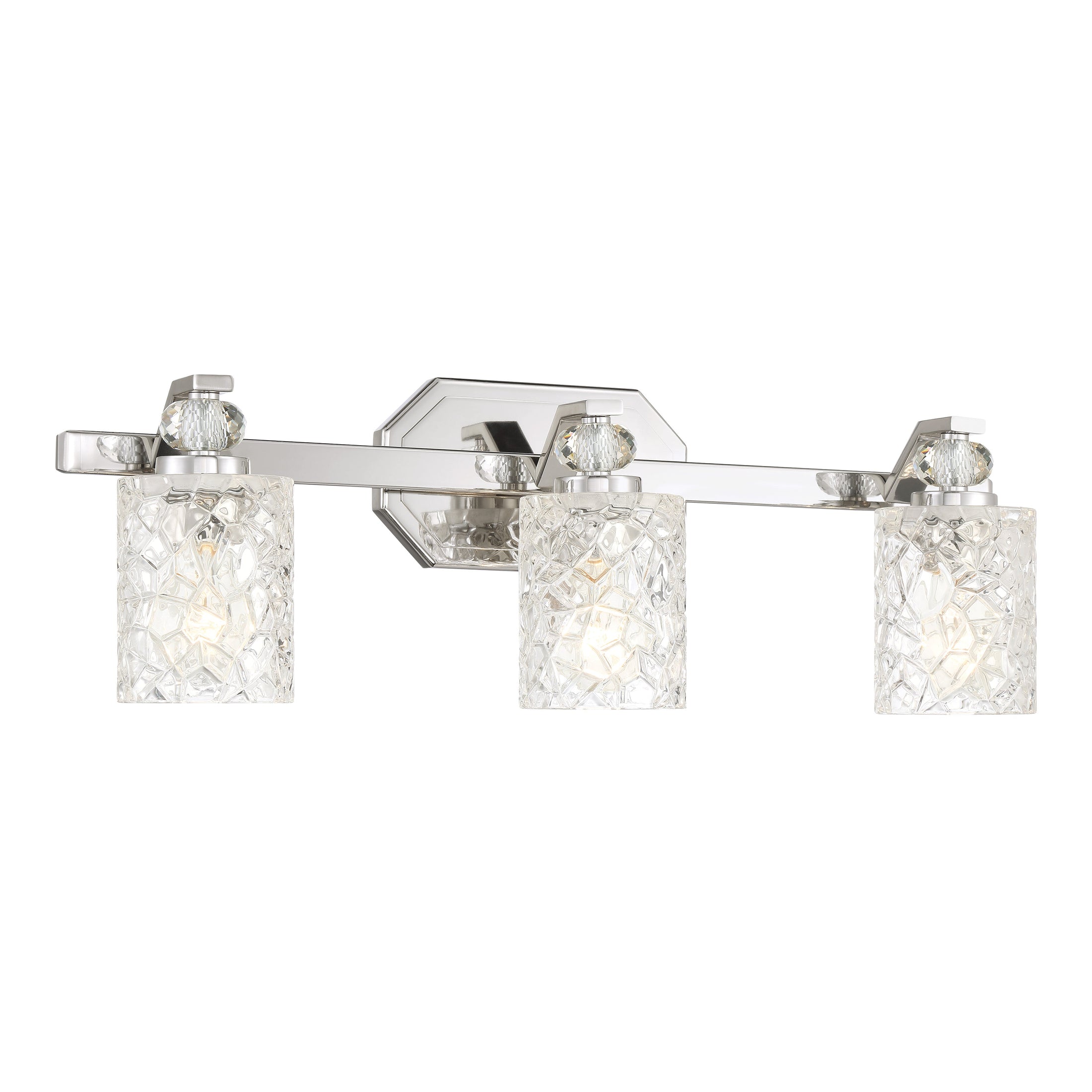 Crystal Kay 3 Light Bath Vanity in Chrome, Reversible, with Clear Pressed Glass - Minka-Lavery