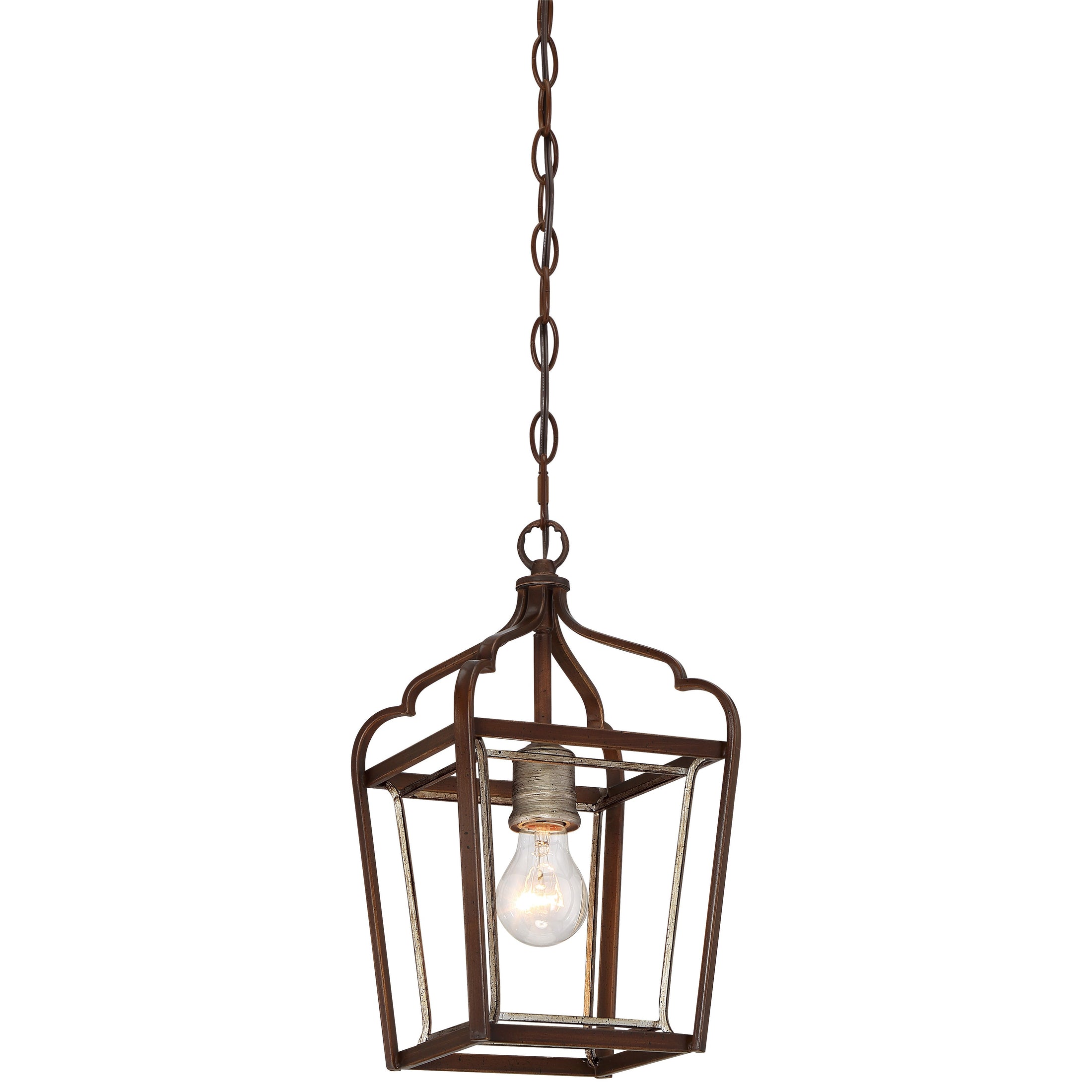 Astrapia Mini Pendant with Dark Rubbed Sienna and Aged Silver Finish - Minka-Lavery