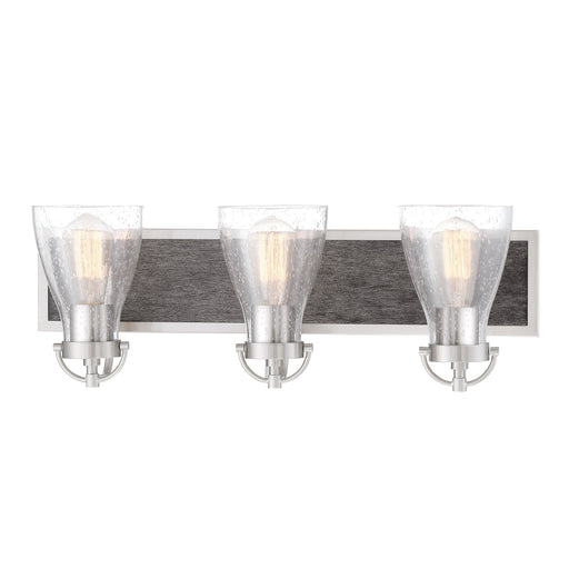 Garrison Garrison - 3 Light Bath - Brush Nickel with Shale Wood - Seeded Glass - Minka-Lavery