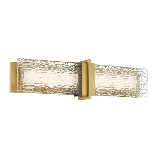 Lumina LED Vanity Light - Legacy Brass with Clear Textured Glass - Minka-Lavery