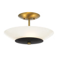 Load image into Gallery viewer, Bax 14" 3 Light Semi Flush in sand coal and soft Brass Finish with Frosted Opal Glass - Minka-Lavery
