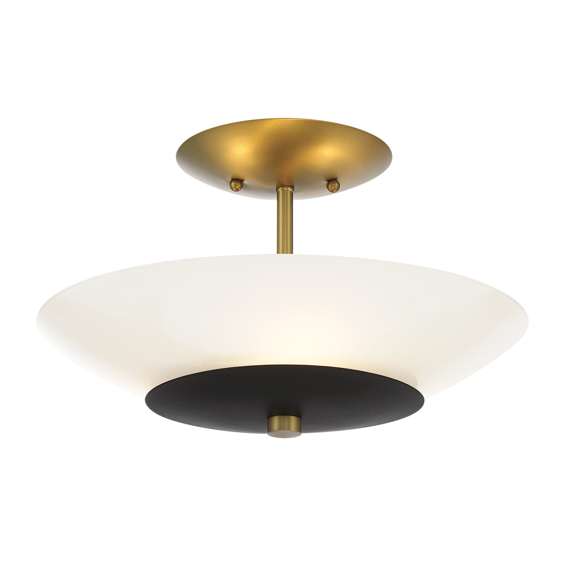 Bax 14" 3 Light Semi Flush in sand coal and soft Brass Finish with Frosted Opal Glass - Minka-Lavery