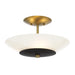 Bax 14" 3 Light Semi Flush in sand coal and soft Brass Finish with Frosted Opal Glass - Minka-Lavery