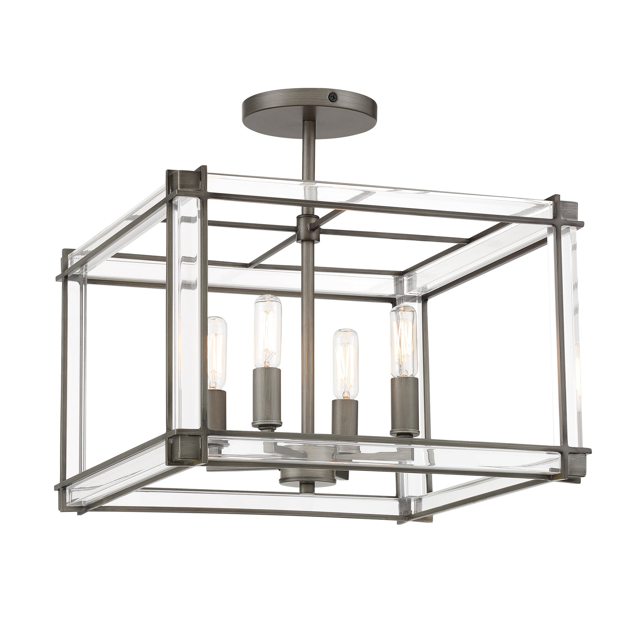 Langen Square 4 Light Semi Flush in Antique Nickel - Minka-Lavery