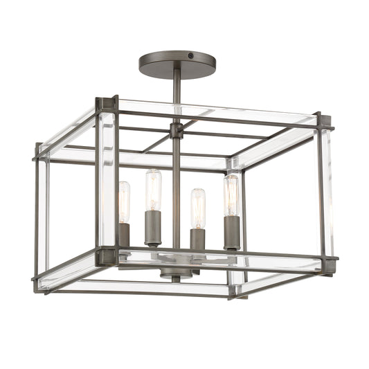 Langen Square 4 Light Semi Flush in Antique Nickel - Minka-Lavery