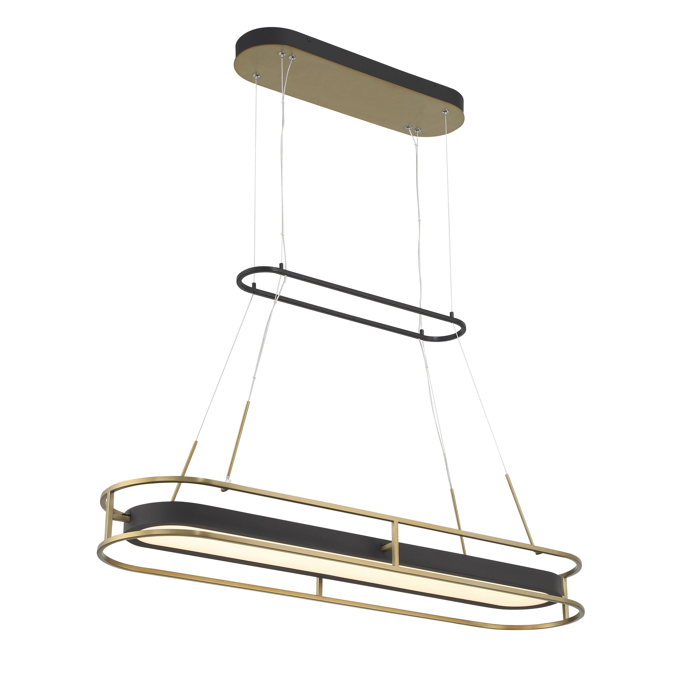 Levitation LED Island Light in Sand Coal and Soft Brass Finish with Faux Alabaster - Minka-Lavery
