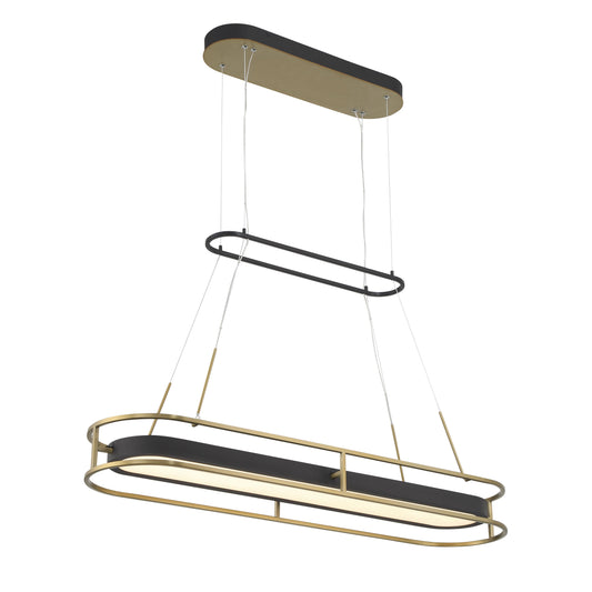 Levitation LED Island Light in Sand Coal and Soft Brass Finish with Faux Alabaster - Minka-Lavery