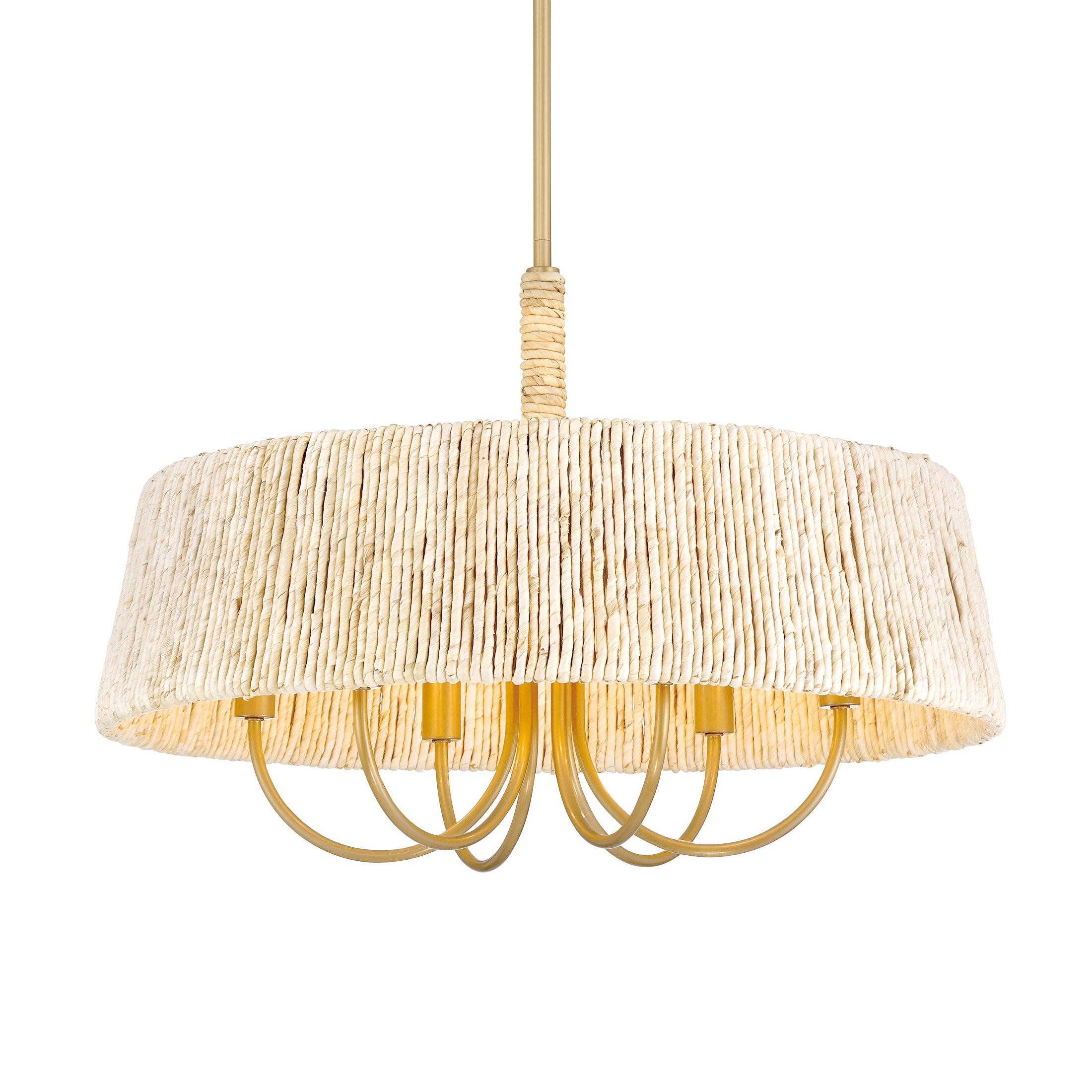 Hellia 6-Light Pendant - Legacy Brass with Natural Abaca Rope - Minka-Lavery
