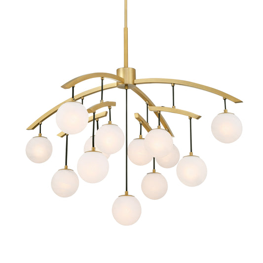 Curven 13-Light Chandelier - Legacy Brass with Etched Alabaster Glass - Minka-Lavery