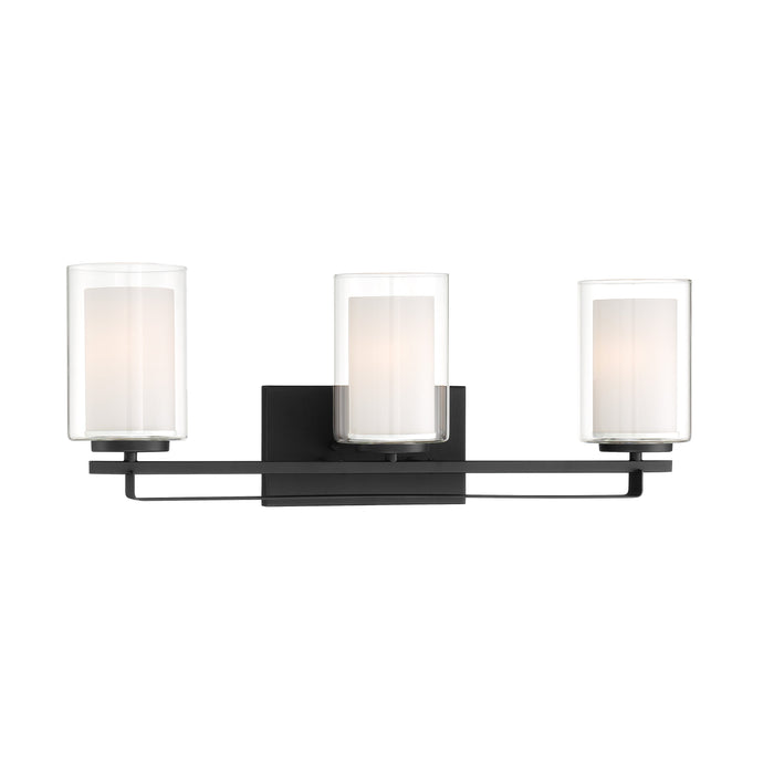 Parsons Studio 3 Light Bath in Sand Coal Finish with Clear and Etched White Glass - Minka-Lavery