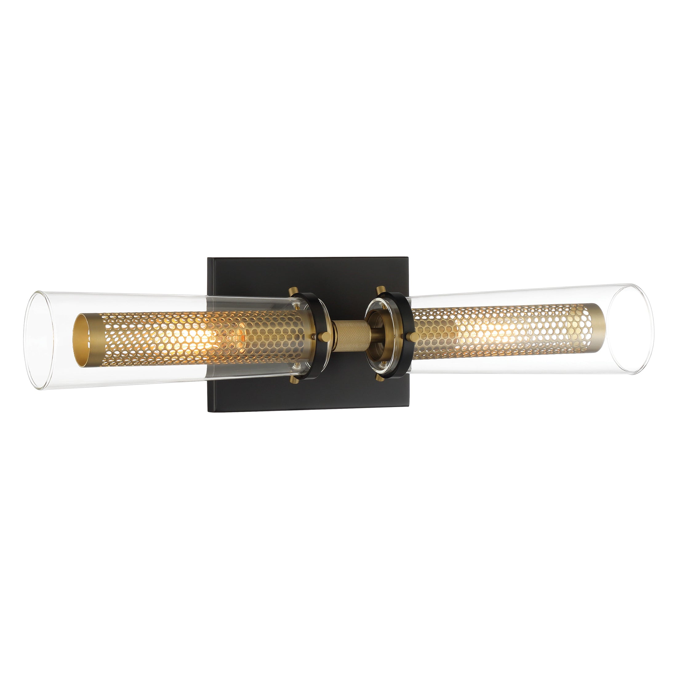 Emmerham Emmerham – 2 Light Wall Sconce in Coal and Soft Brass Finish with Clear Glass - Minka-Lavery