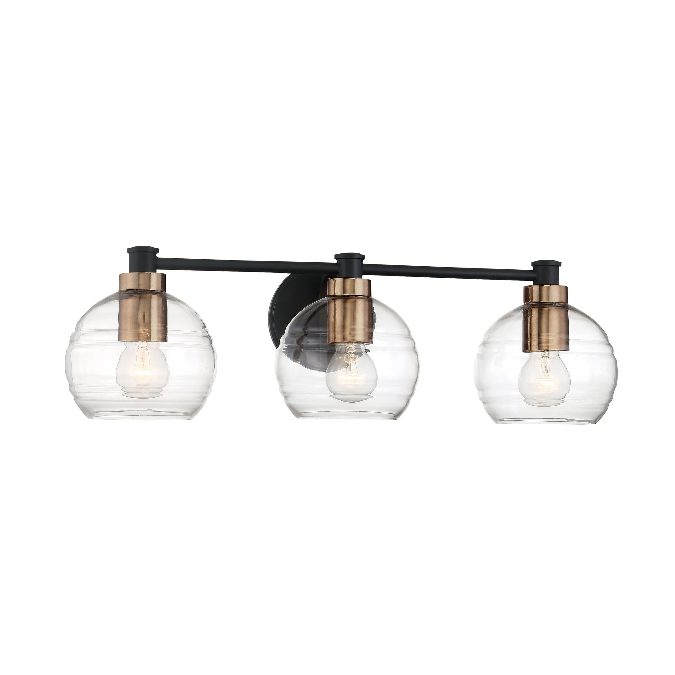 Keyport 3 Light Bath in Sand Coal and Natural Brushed Brass Finish with Clear Banded Glass - Minka-Lavery