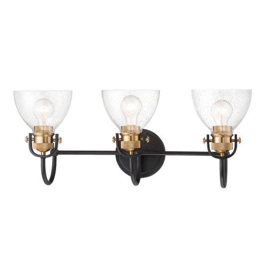 Monico Bath Light - Bronze with Brass finish and Clear Seeded Glass - Minka-Lavery