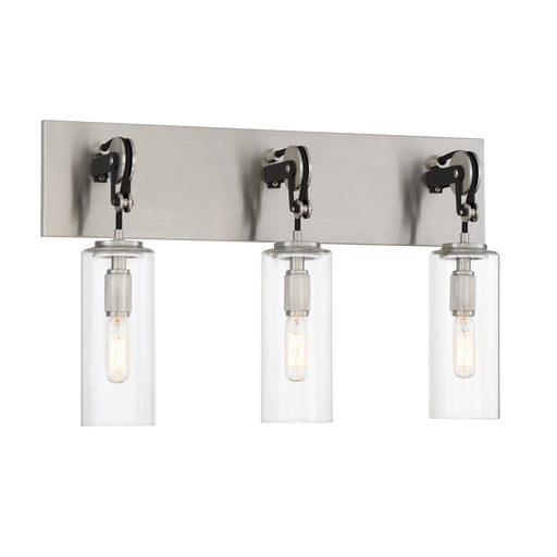 Pullman Junction 3 Light Bath in Brushed Nickel and Coal Finish with Clear Glass - Minka-Lavery