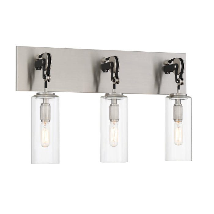 Pullman Junction 3 Light Bath in Brushed Nickel and Coal Finish with Clear Glass - Minka-Lavery