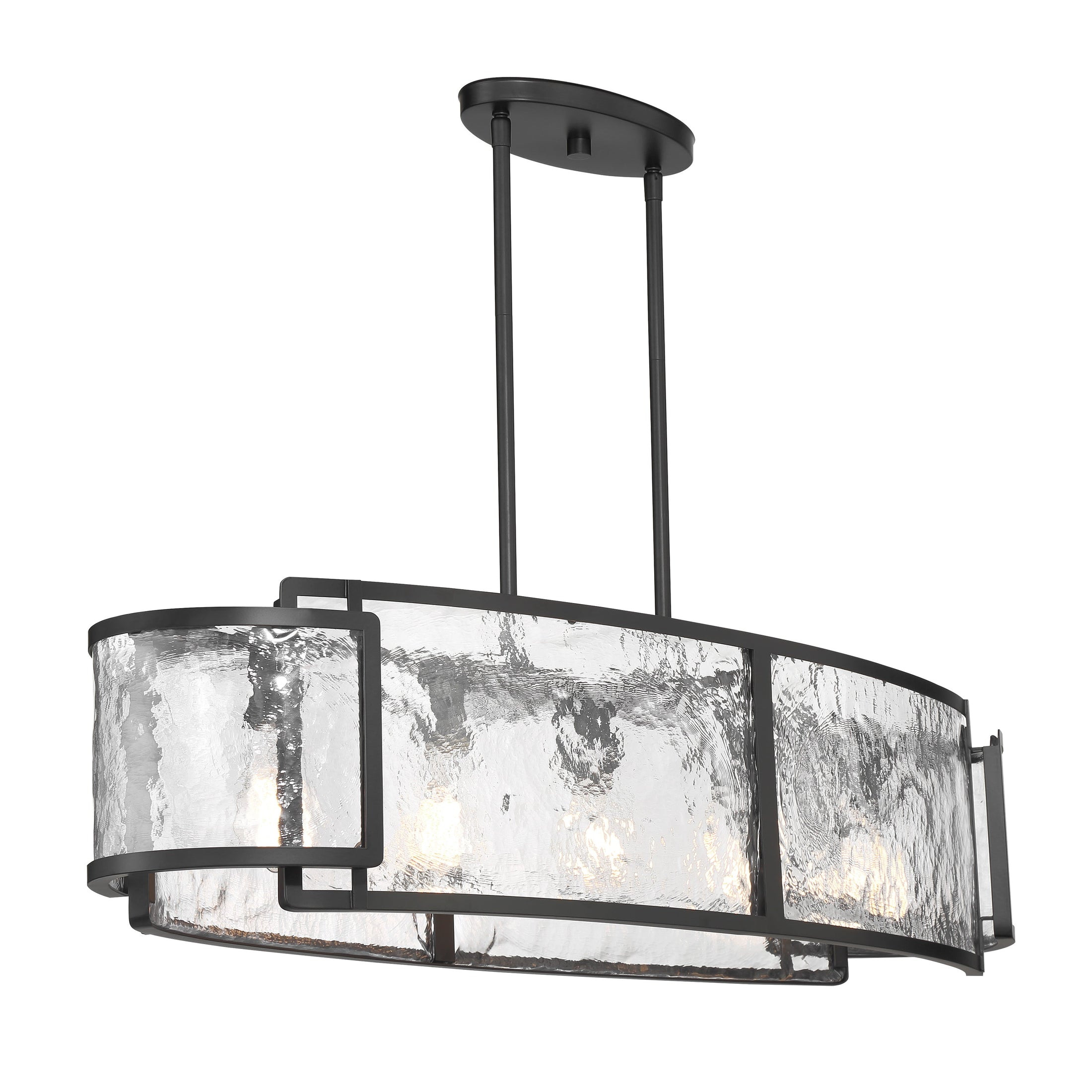 Bella Collina 5 Light Island Light in Coal Black with Clear Rock-Pressed Glass - Minka-Lavery