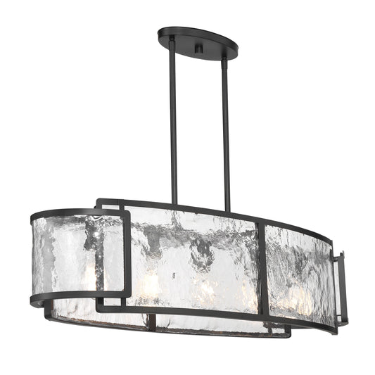 Bella Collina 5 Light Island Light in Coal Black with Clear Rock-Pressed Glass - Minka-Lavery
