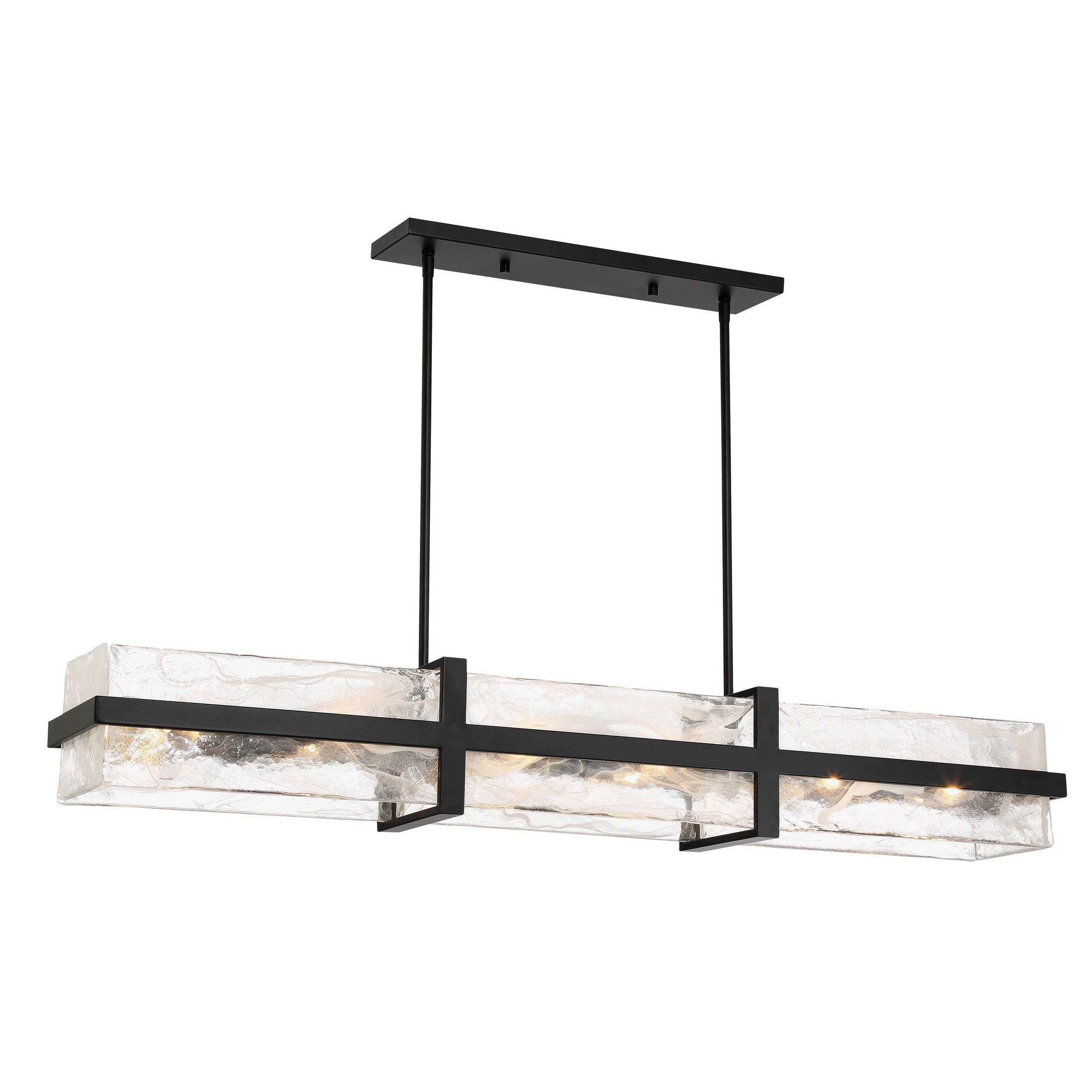 Cloud Break 48" 12 Light Island with Cloud Glass in a Coal Black Finish - Minka-Lavery