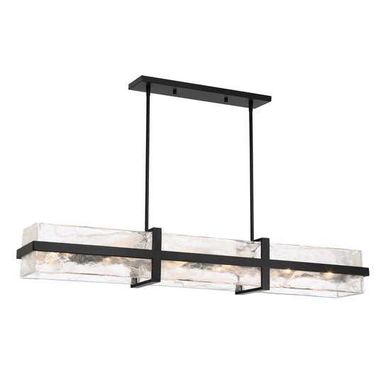 Cloud Break 48" 12 Light Island with Cloud Glass in a Coal Black Finish - Minka-Lavery