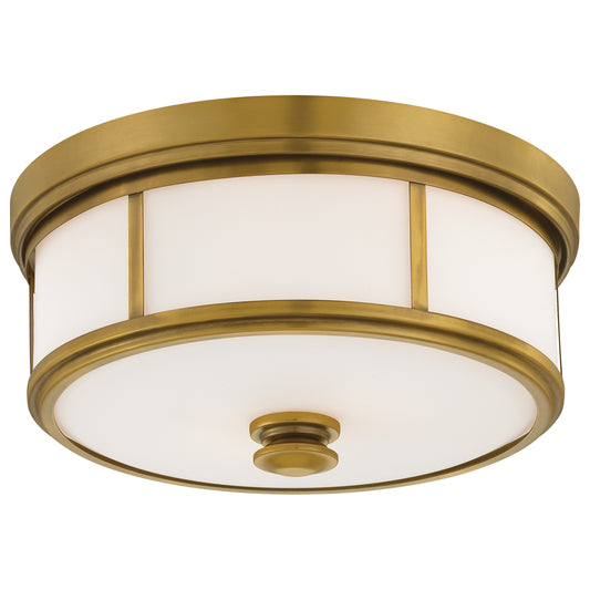 Harbour Point 2 Light Flush Mount in Liberty Gold Finish with Etched Opal Glass - Minka-Lavery