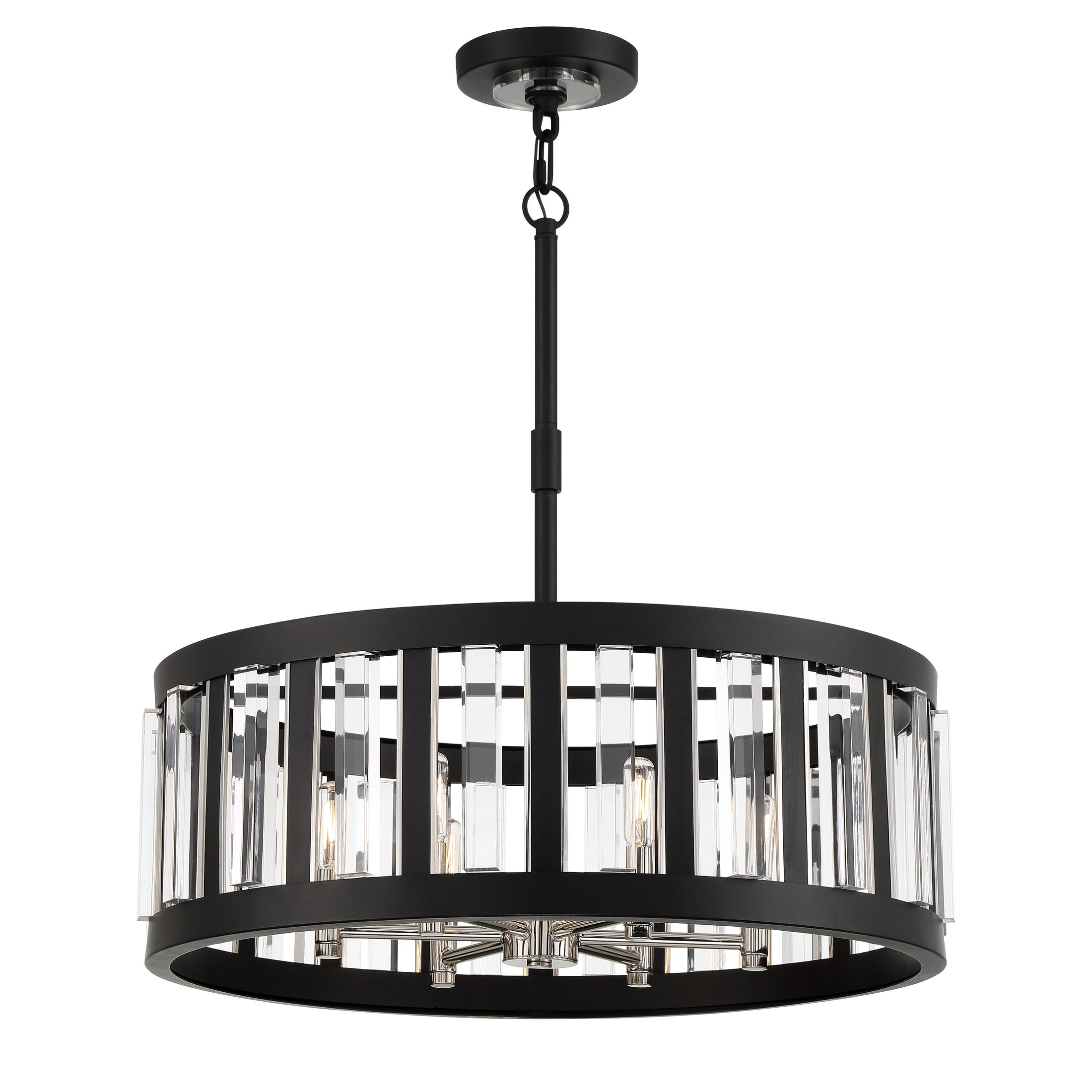 Majestic Splendor 6 Light Pendant Fixture in Metal with Acrylic Accents in Sand Coal and Polished Nickel Finish - Minka-Lavery