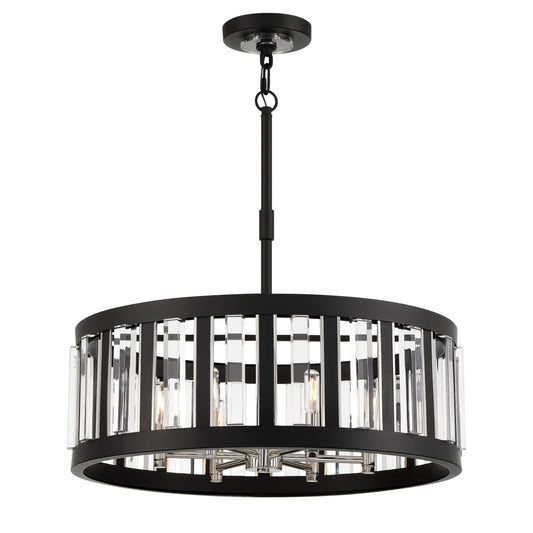 Majestic Splendor 6 Light Pendant Fixture in Metal with Acrylic Accents in Sand Coal and Polished Nickel Finish - Minka-Lavery